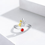 Pierścień dla psa i dziewczynki ze srebra sterlingowego – regulowany i symboliczny