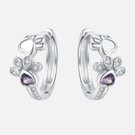 Kolczyki Paw Huggie z 925 srebra – z cyrkonią i sercem