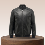 Raymund | Zippev Black Bomber Lederjacke