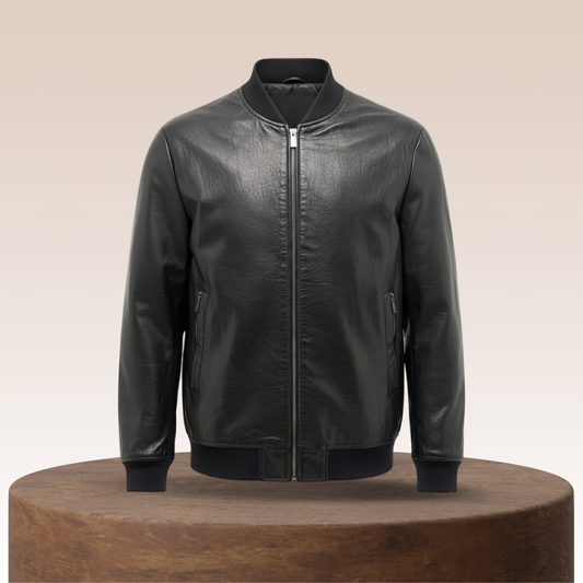 Raymund | Zippev Black Bomber Lederjacke