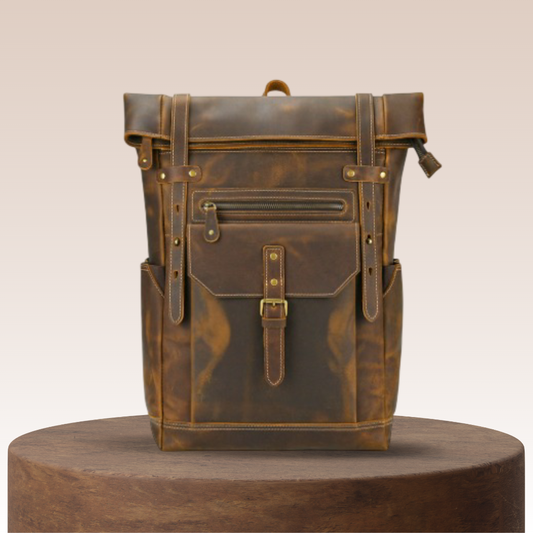 Stephen | Vintage-Leder-Rucksack mit Rolldach