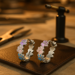 Kolorowe Szpikulce Hoops z Srebra Sterlingowego